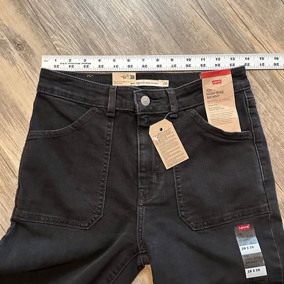 Levi’s 721 Utility High Rise Skinny Jeans Women’s 28x28 Black Stretch New - Picture 7 of 8